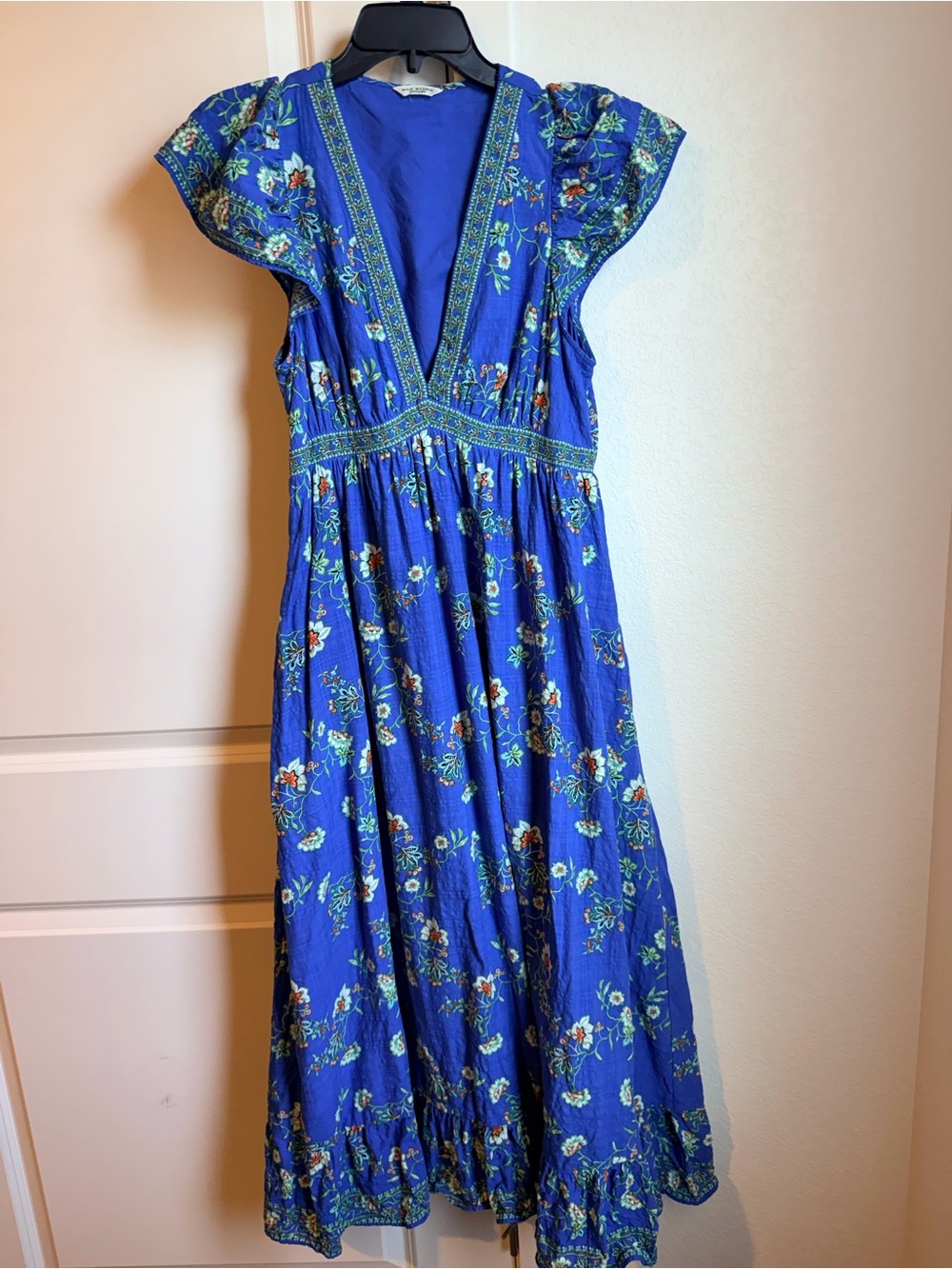 Max Studio Cobalt Blue Floral Maxi Dress with V-Neck